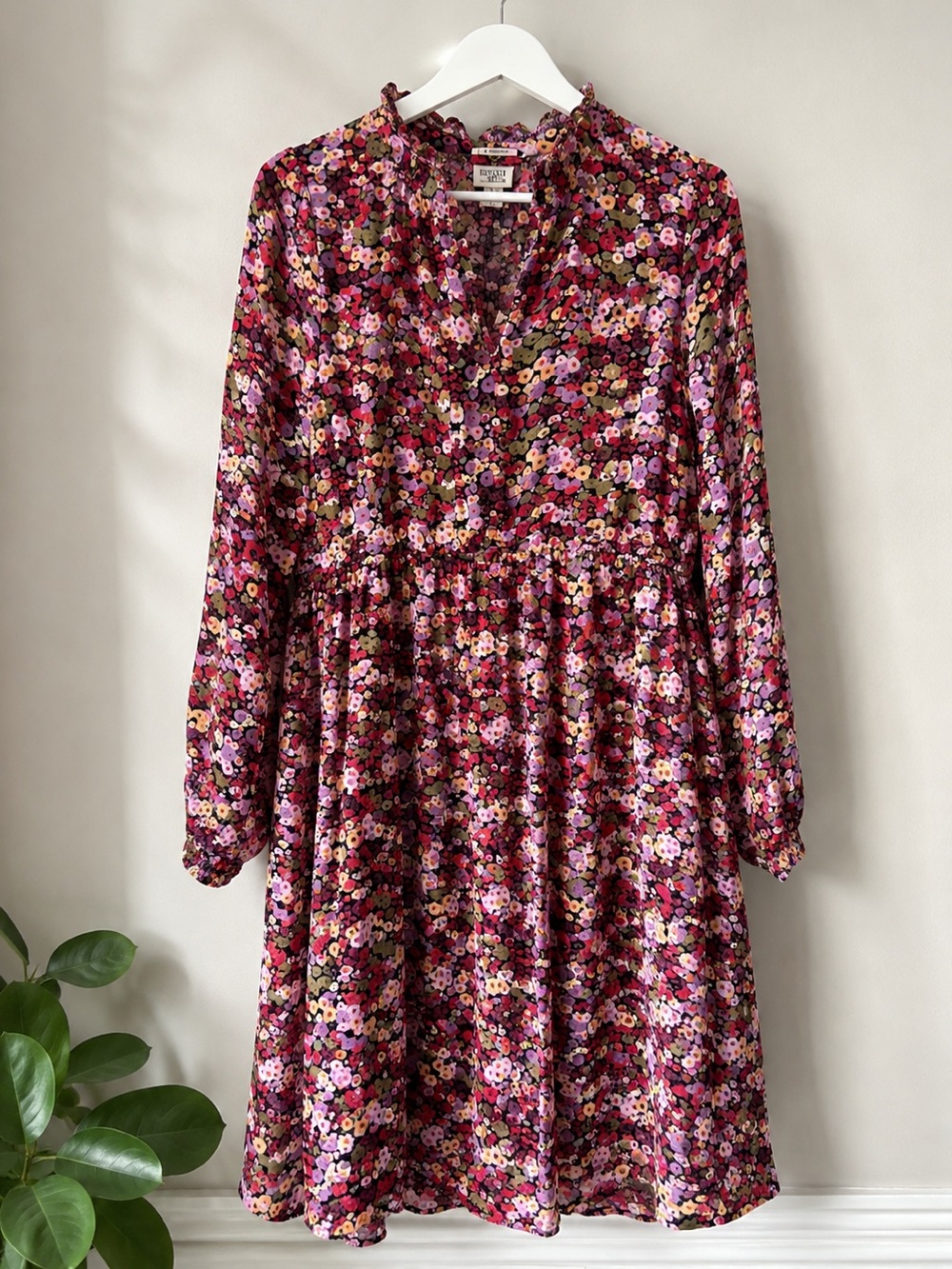 Scotch & Soda Floral Long-Sleeve Midi Dress in Pink Multi